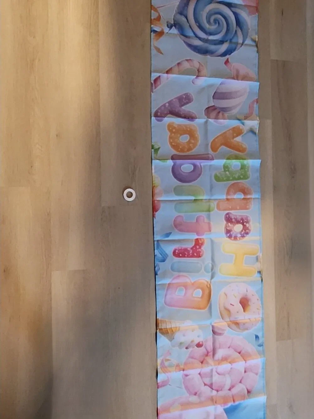 New: Happy Birthday Banner - Candy, Donut and Ice Cream themed. Metal grommets